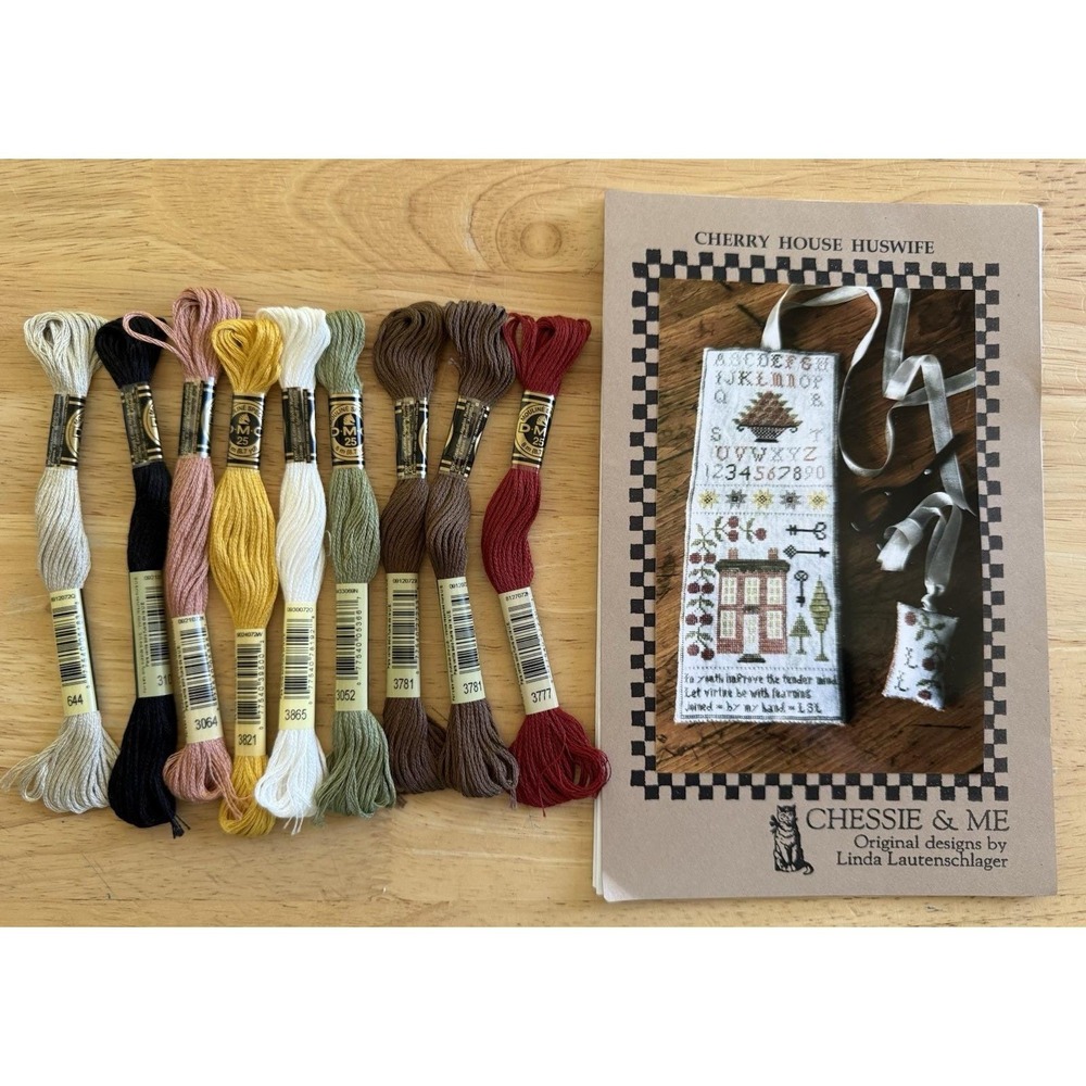 Cherry House Huswife Cross Stitch Pattern & Floss By Chessie & Me